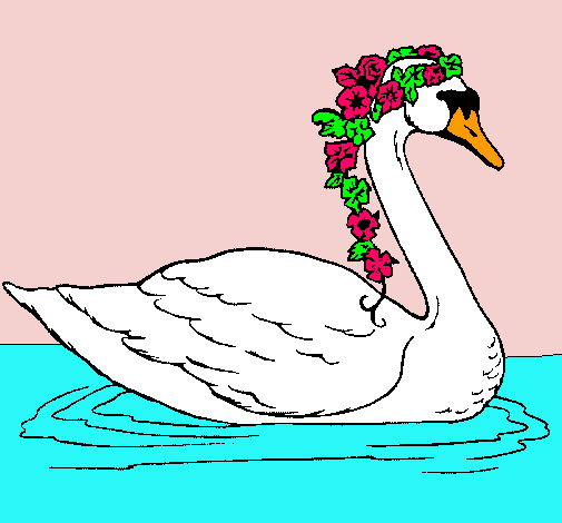 Cisne con flores