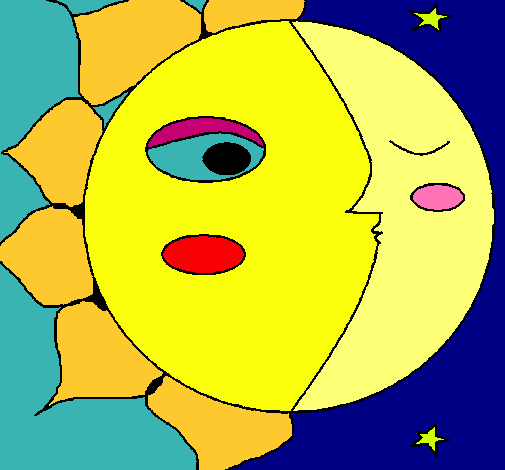 Dibujo Sol y luna 3 pintado por nivek