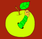 Dibujo Manzana con gusano pintado por chevy