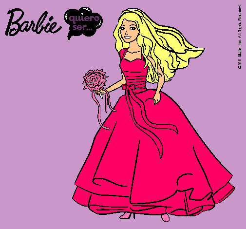 Dibujo Barbie vestida de novia pintado por jesuca