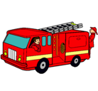 Dibujo Bomberos en el camión pintado por bomberos