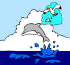 Dibujo Delfín y gaviota pintado por alejndra