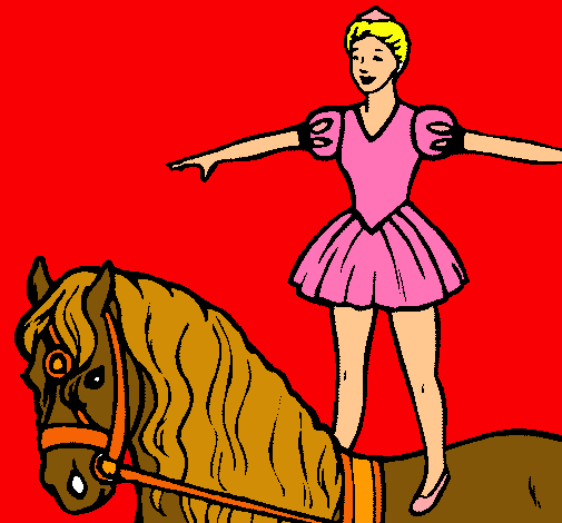 Dibujo Trapecista encima de caballo pintado por layla3114