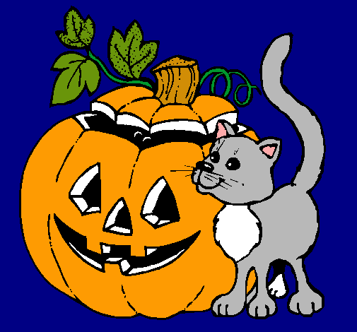 Calabaza y gato