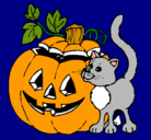 Dibujo Calabaza y gato pintado por gatocalabaza