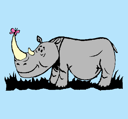 Dibujo Rinoceronte y mariposa pintado por camilis