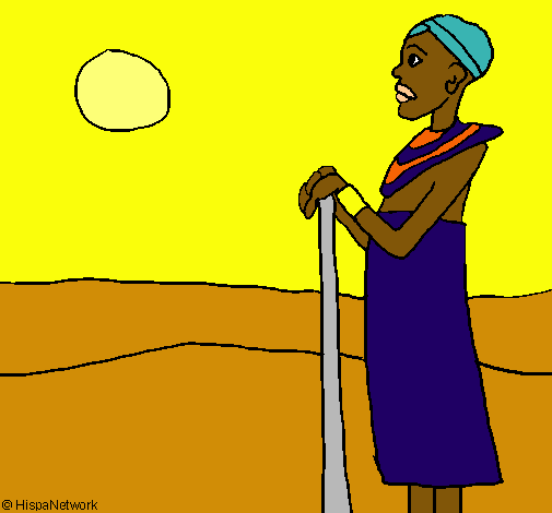 Dibujo Massai pintado por Lina