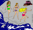 Dibujo Barbie y sus amigas en la playa pintado por sasi