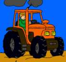 Dibujo Tractor en funcionamiento pintado por AAnonimo