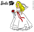 Dibujo Barbie vestida de novia pintado por nadi 