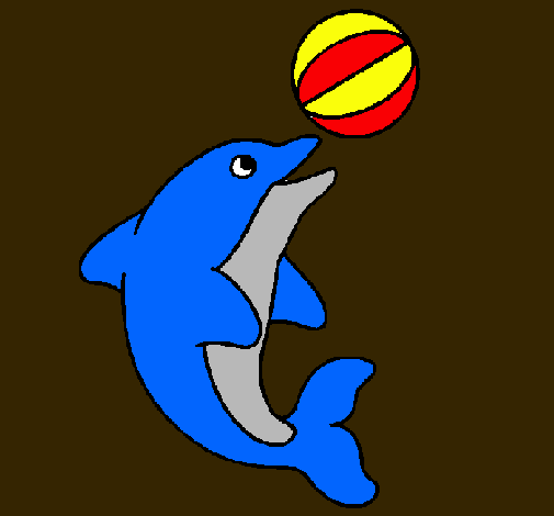 Dibujo Delfín jugando con una pelota pintado por garc
