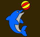 Dibujo Delfín jugando con una pelota pintado por garc