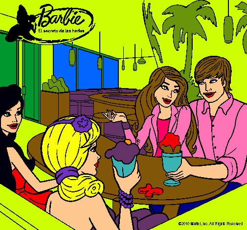 Dibujo Barbie y sus amigos en la heladería pintado por olasila232