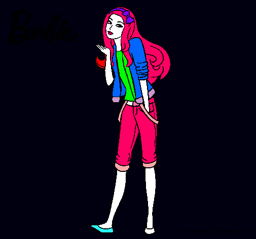 Dibujo Barbie con look casual pintado por Danielah