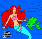 Dibujo Barbie sirena con su amiga pez pintado por alexlog