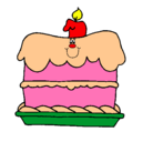 Dibujo Pastel de cumpleaños pintado por tartaleta