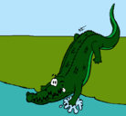 Dibujo Aligátor entrando al agua pintado por camilis