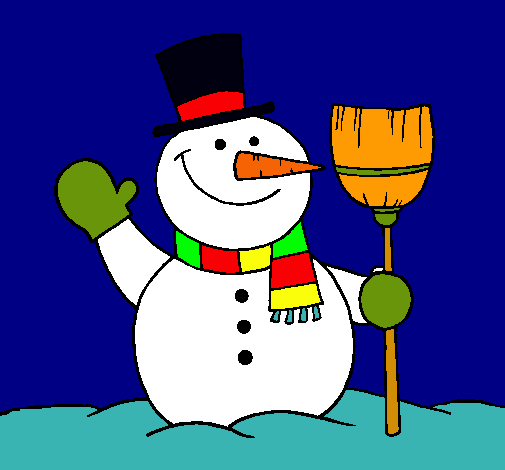 Dibujo muñeco de nieve con escoba pintado por samuelito2