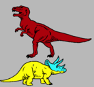 Dibujo Triceratops y tiranosaurios rex pintado por antolino