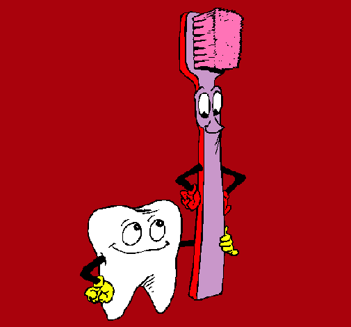 Muela y cepillo de dientes