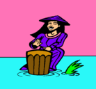 Dibujo Mujer tocando el bongó pintado por daska