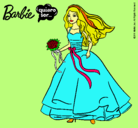 Dibujo Barbie vestida de novia pintado por achu