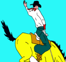 Dibujo Vaquero en caballo pintado por isael