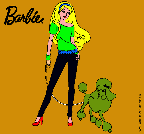 Dibujo Barbie con look moderno pintado por luque