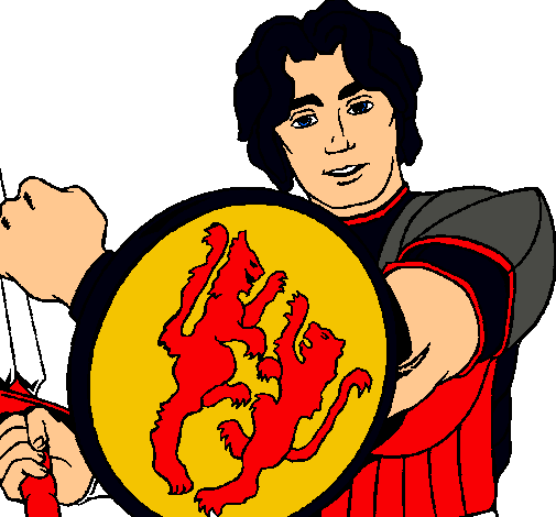 Dibujo Caballero con escudo de león pintado por brya