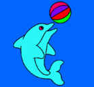 Dibujo Delfín jugando con una pelota pintado por maxcata