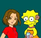 Dibujo Sakura y Lisa pintado por trecelle