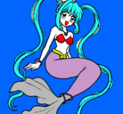 Dibujo Sirena con perlas pintado por goofy