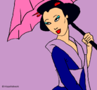 Dibujo Geisha con paraguas pintado por lkoku9k89