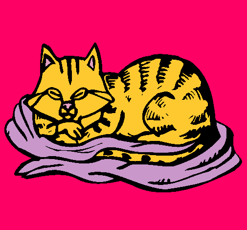 Dibujo Gato en su cama pintado por xime99