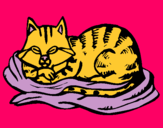 Dibujo Gato en su cama pintado por xime99
