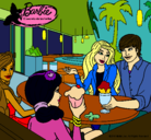 Dibujo Barbie y sus amigos en la heladería pintado por black