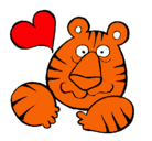 Dibujo Tigre loco de amor pintado por Dracumaria