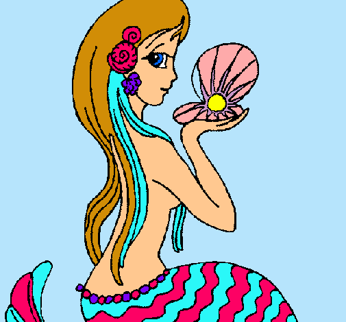 Dibujo Sirena y perla pintado por danipop19