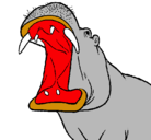 Dibujo Hipopótamo con la boca abierta pintado por veloz