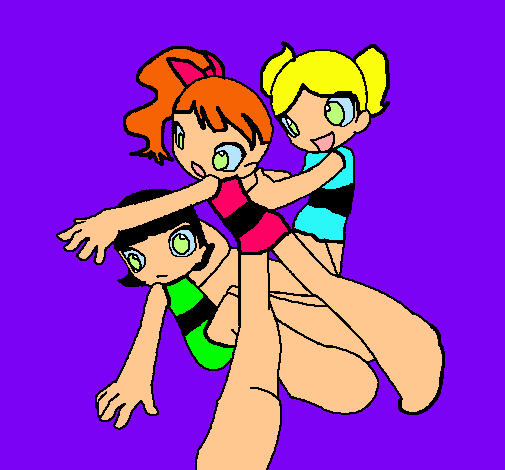 Dibujo 3 chicas pintado por Blooma