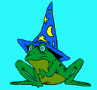 Dibujo Mago convertido en rana pintado por frog