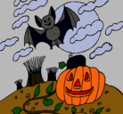 Dibujo Paisaje de Halloween pintado por naturaleza