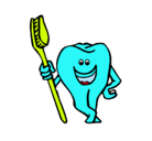 Dibujo Muela y cepillo de dientes pintado por Mihail