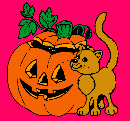 Calabaza y gato