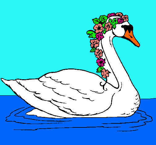 Cisne con flores