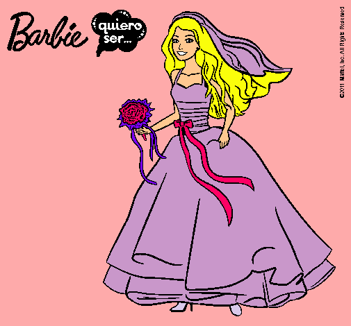 Dibujo Barbie vestida de novia pintado por danipop19