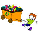 Dibujo Niño reciclando pintado por monicabareiro