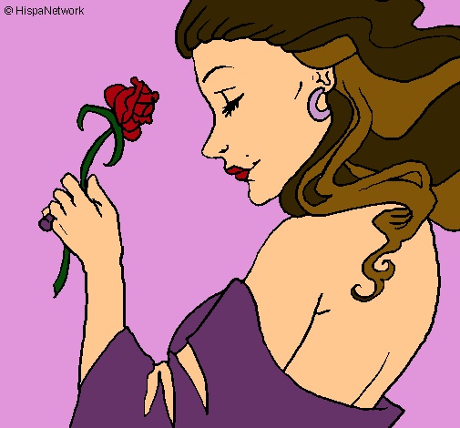 Dibujo Princesa con una rosa pintado por xime99