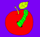Dibujo Manzana con gusano pintado por yareni