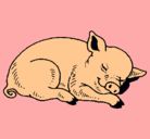 Dibujo Cerdo durmiendo pintado por yurley
